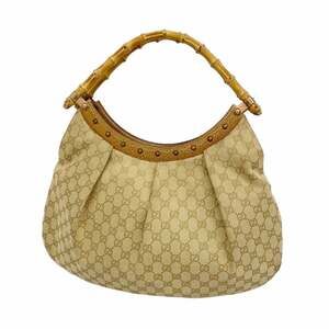 Gucci Vintage Bamboo Hobo Gg Canvas #256039G64B